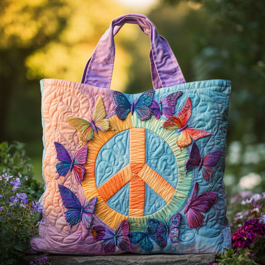 Butterfly Peace CW2709005CL Quilted Tote Bag