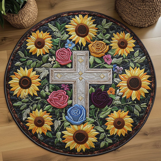 Sunlight Cross WN2108127CL Quilted Round Mat
