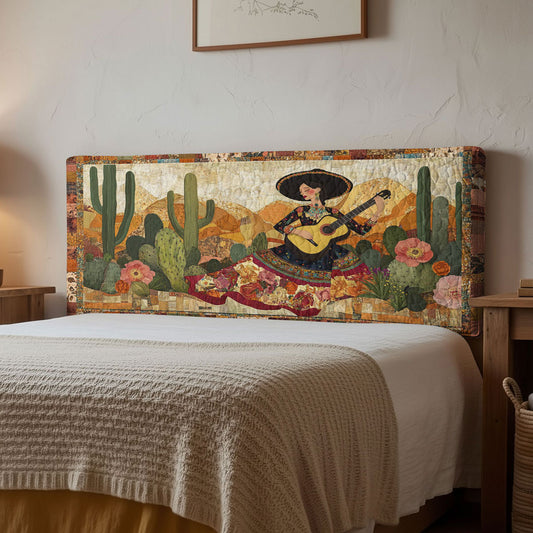 Mexican Mariachi Woman Desert Song WN1111760CL Quilted Headboard Slipcover