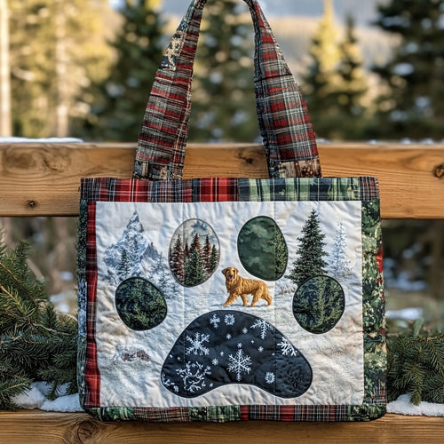 Wild Journey Golden Retriever Paw WN0611112CL Quilted Tote Bag