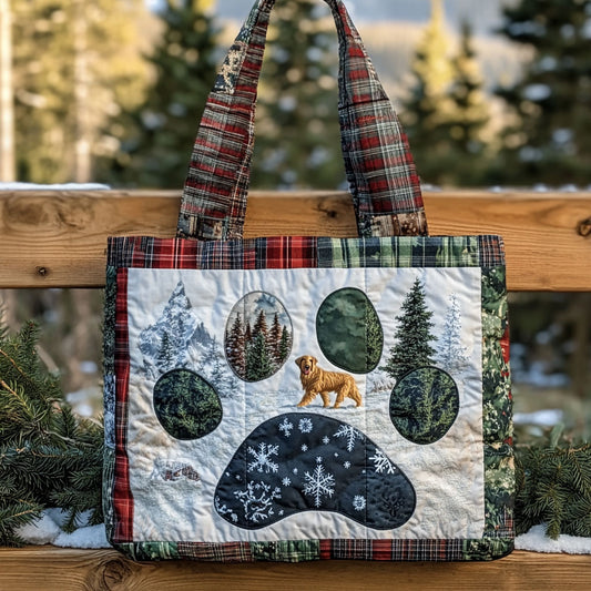 Wild Journey Golden Retriever Paw WN0611112CL Quilted Tote Bag