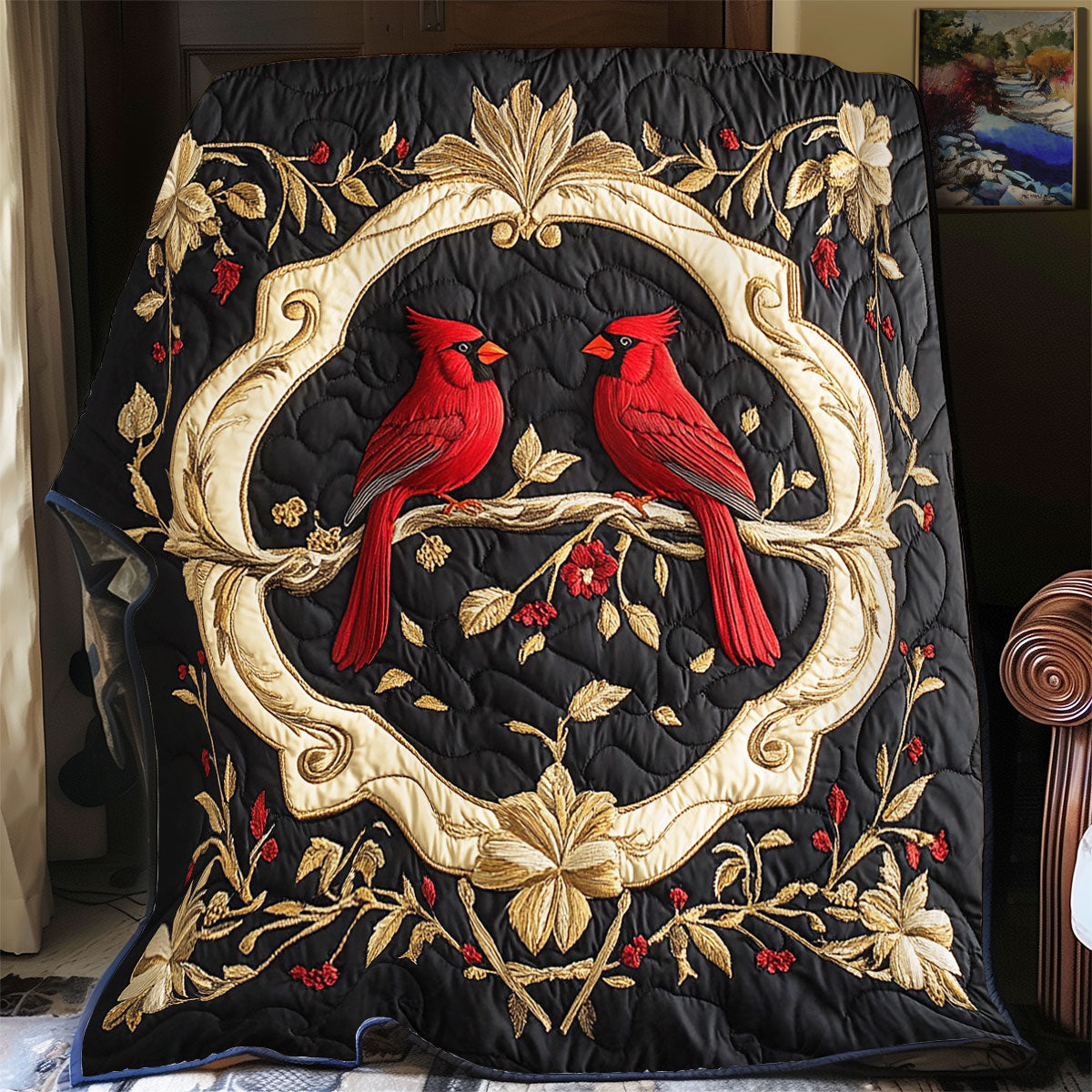 Cardinal In Royal Wreath WY1902067CL Quilt
