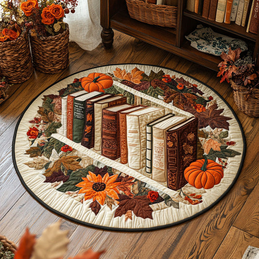 Pumpkin Bookshelf WJ0905031CL Quilted Round Mat