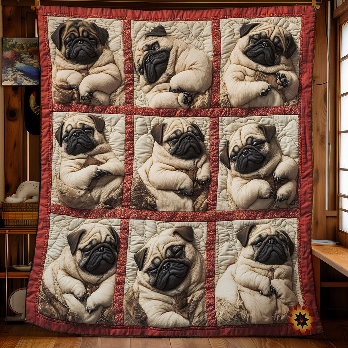 Cute Sleeping Pug WY2712020CL Quilt