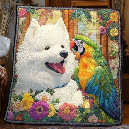 Samoyed And Parrot WJ1705007CL Quilt