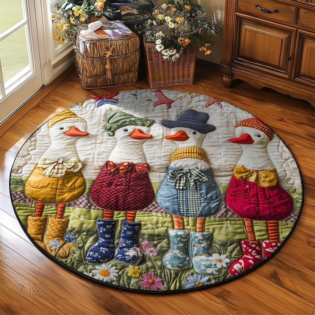 Four Little Geese WJ2403034CL Quilted Round Mat