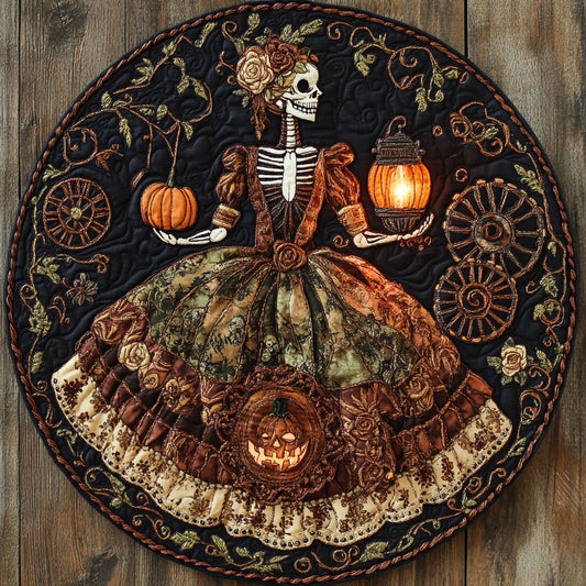 Midnight Skeleton Lady WN1908049CL Quilted Round Mat