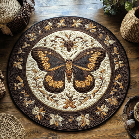 Brown Butterfly WY0206017CL Quilted Round Mat