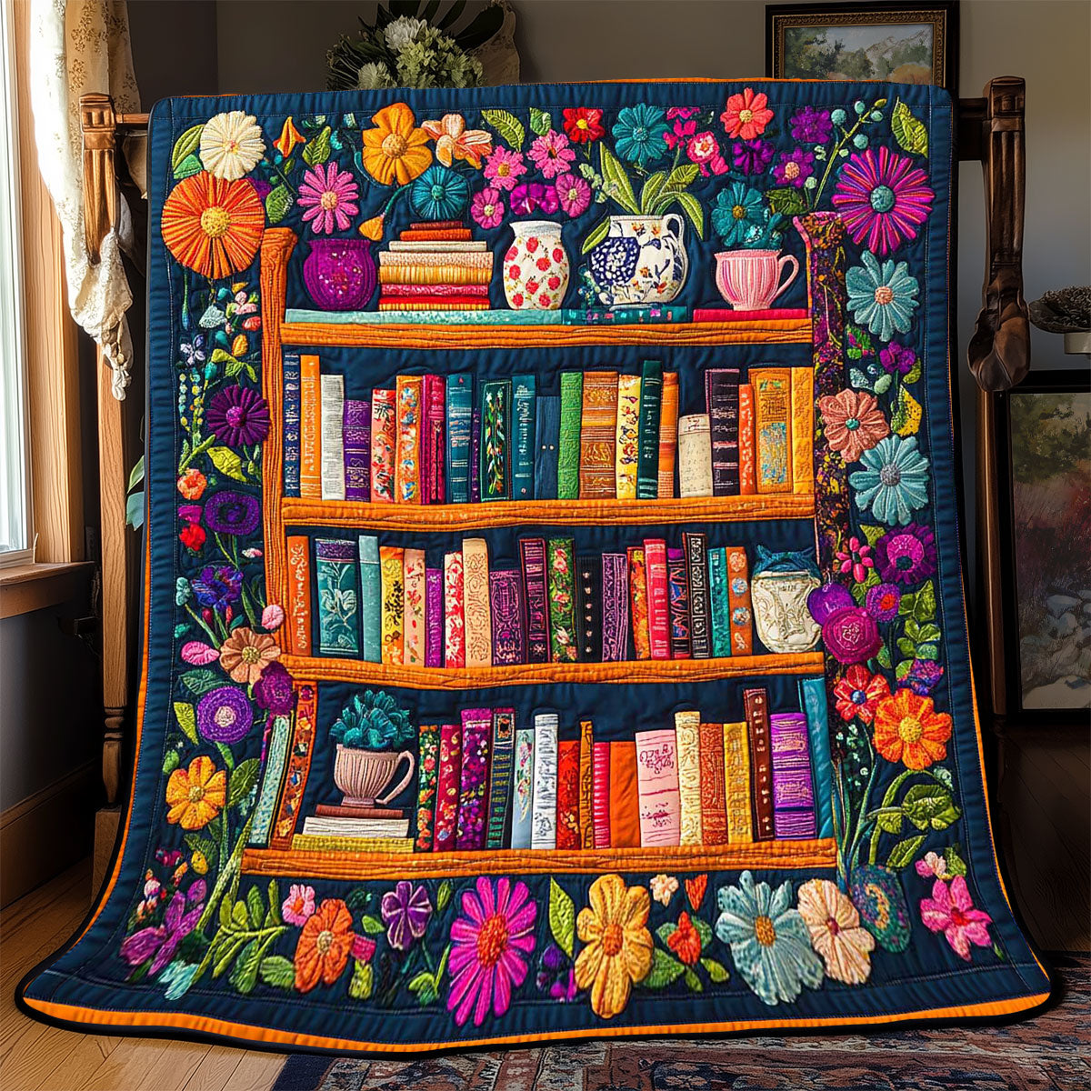 Floral Bookshelf WP2612013CL Quilt