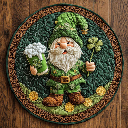 Gnome Shamrock Shuffle WN1407011CL Quilted Round Mat