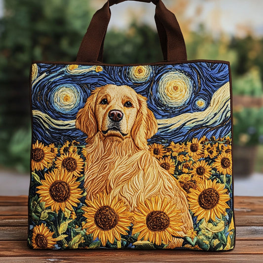 Starry Sunflower Golden CW2309028CL Quilted Tote Bag