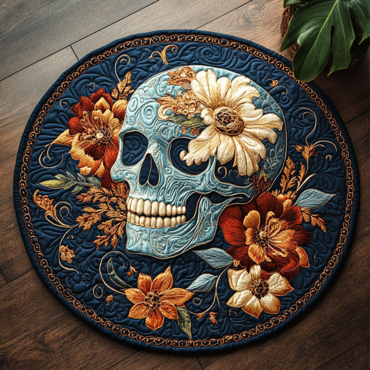 Floral Skull CW2105345CL Quilted Round Mat