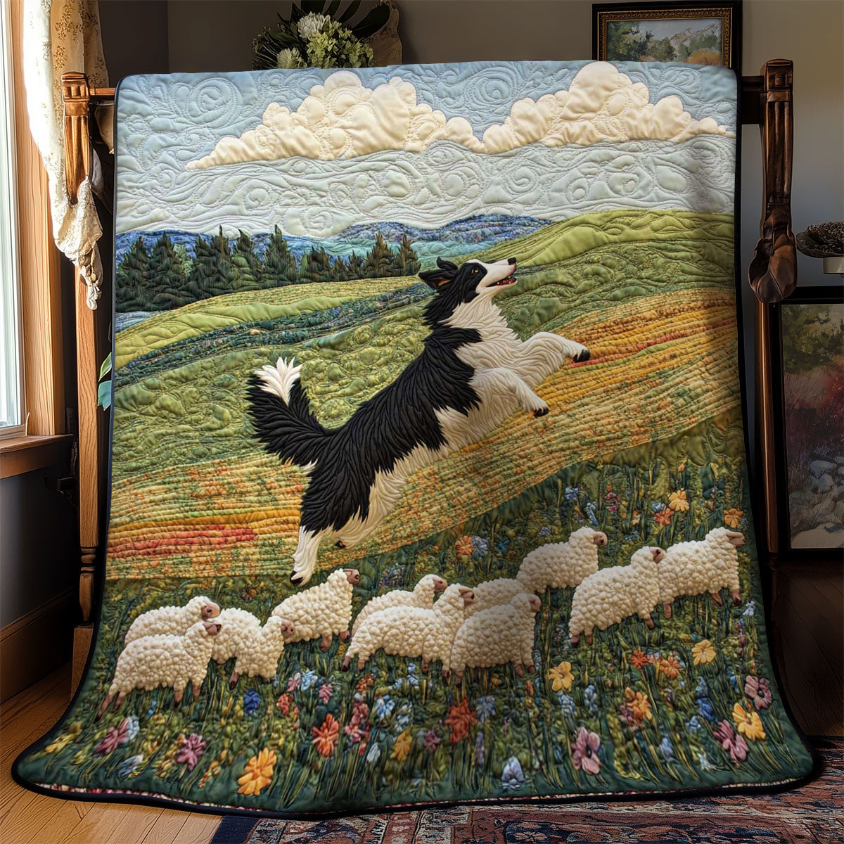 Border Collie Meadow WN0601093CL Quilt