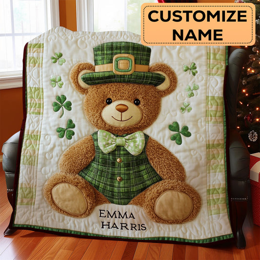 Lucky Teddy Bear CW2807039CL Personalized Baby Quilt