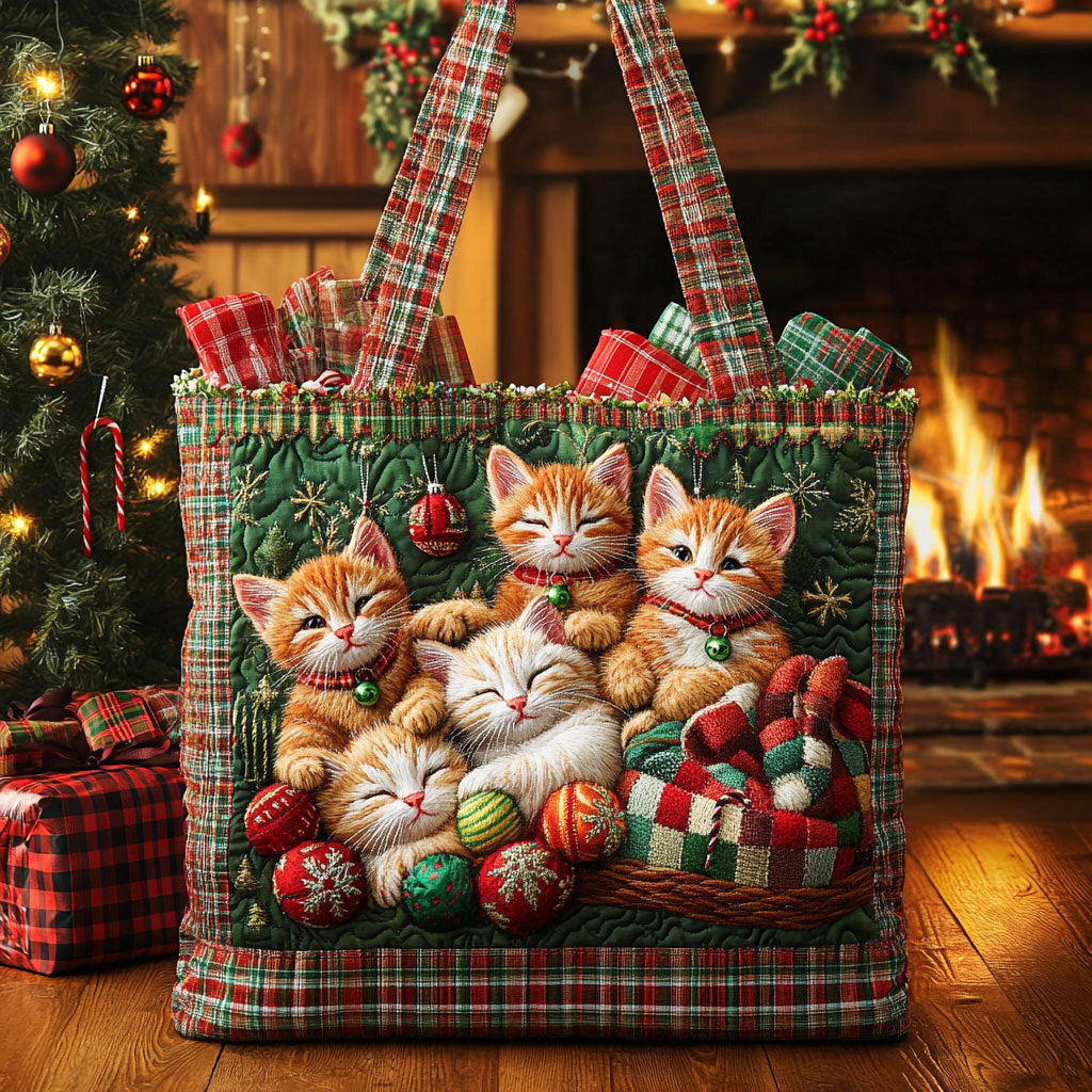 Cat Christmas Blessing WN1211005CL Quilted Tote Bag
