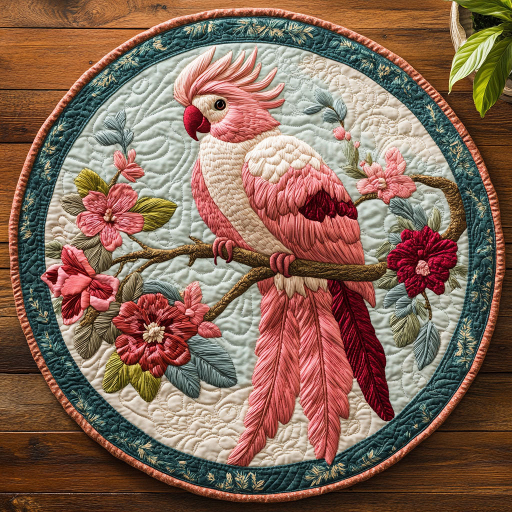 Rosy Parrot CM0905006CL Quilted Round Mat