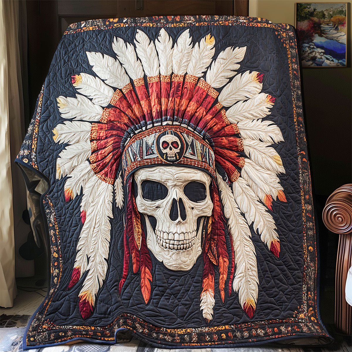 Native American Skull WX0406041CL Quilt