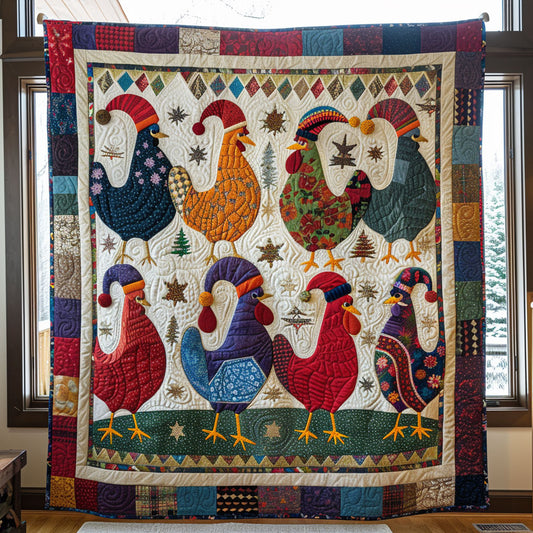 Whimsical Chicken Gathering CW0810064CL Quilt