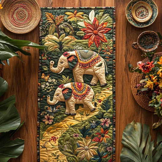 Couple Elephant In Forest WY0506007CL Quilted Table Runner