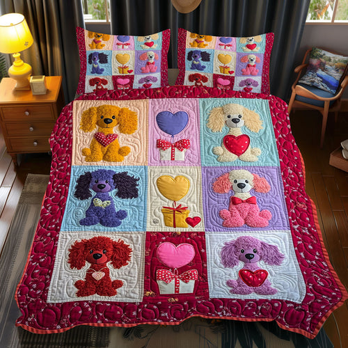 Colorful Poodle Valentine's Day WJ1012043CL Duvet Cover Set