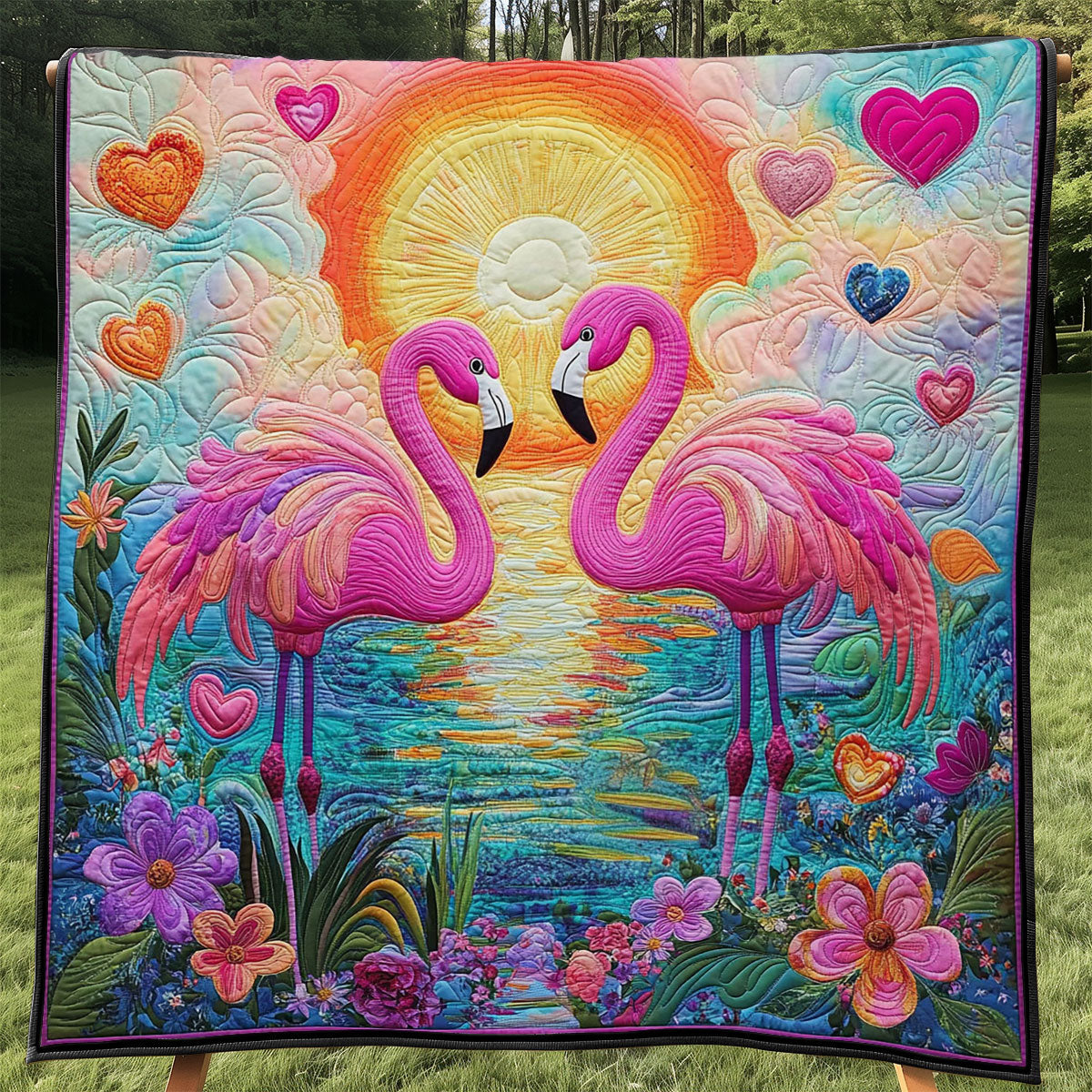 Glowing Flamingo WJ1004007CL Quilt