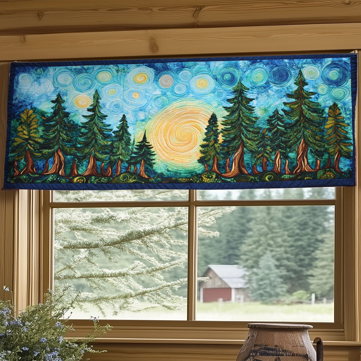 Pine Tree Forest WY2305038CL Quilted Valance