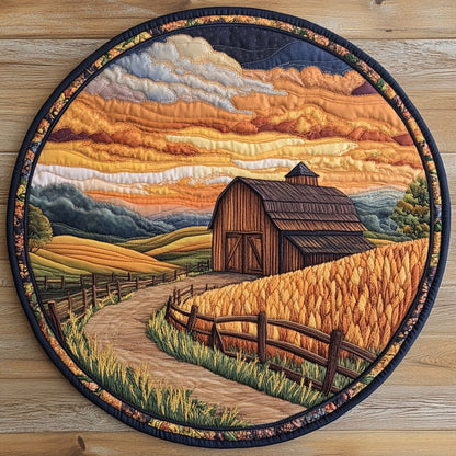 Peaceful Old Barn WP0804004CL Quilted Round Mat