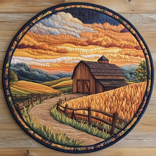 Peaceful Old Barn WP0804004CL Quilted Round Mat