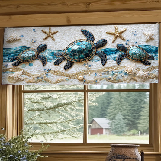 Sparkle Turtle Family WY0406041CL Quilted Valance