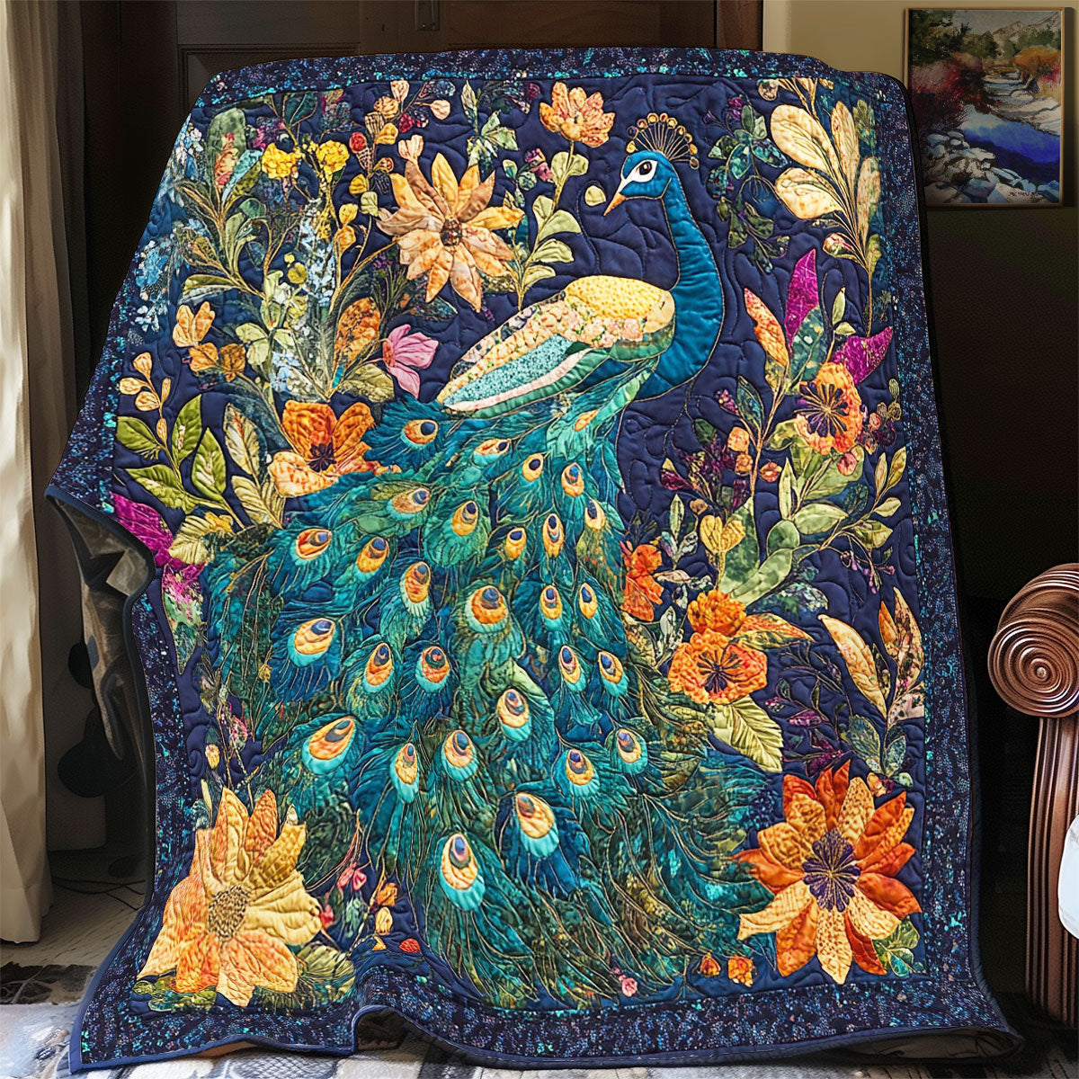 Peacock In Mystic Garden WY0602176CL Quilt
