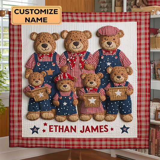 The Cozy Bearline WJ2607009CL Personalized Baby Quilt