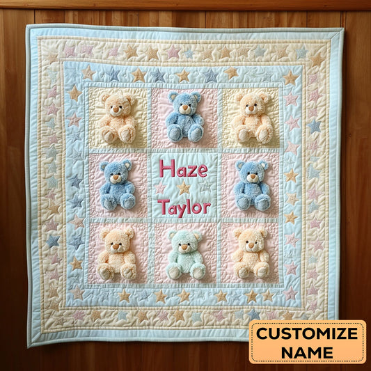 Starry Teddy Night WN2807118CL Personalized Baby Quilt