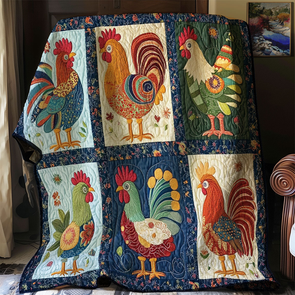 Folk Charm Chicken WJ3112018CL Quilt