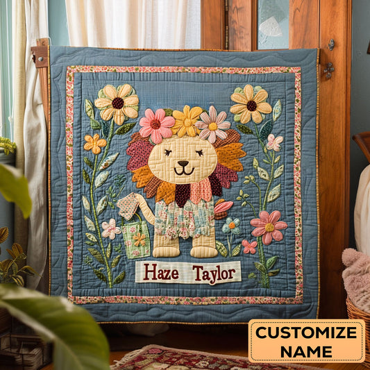 Floral Mane Lion WN2407031CL Personalized Baby Quilt