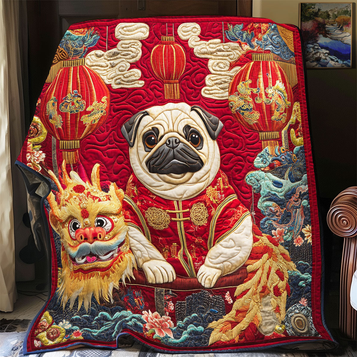 New Year Dog WY2312048CL Quilt