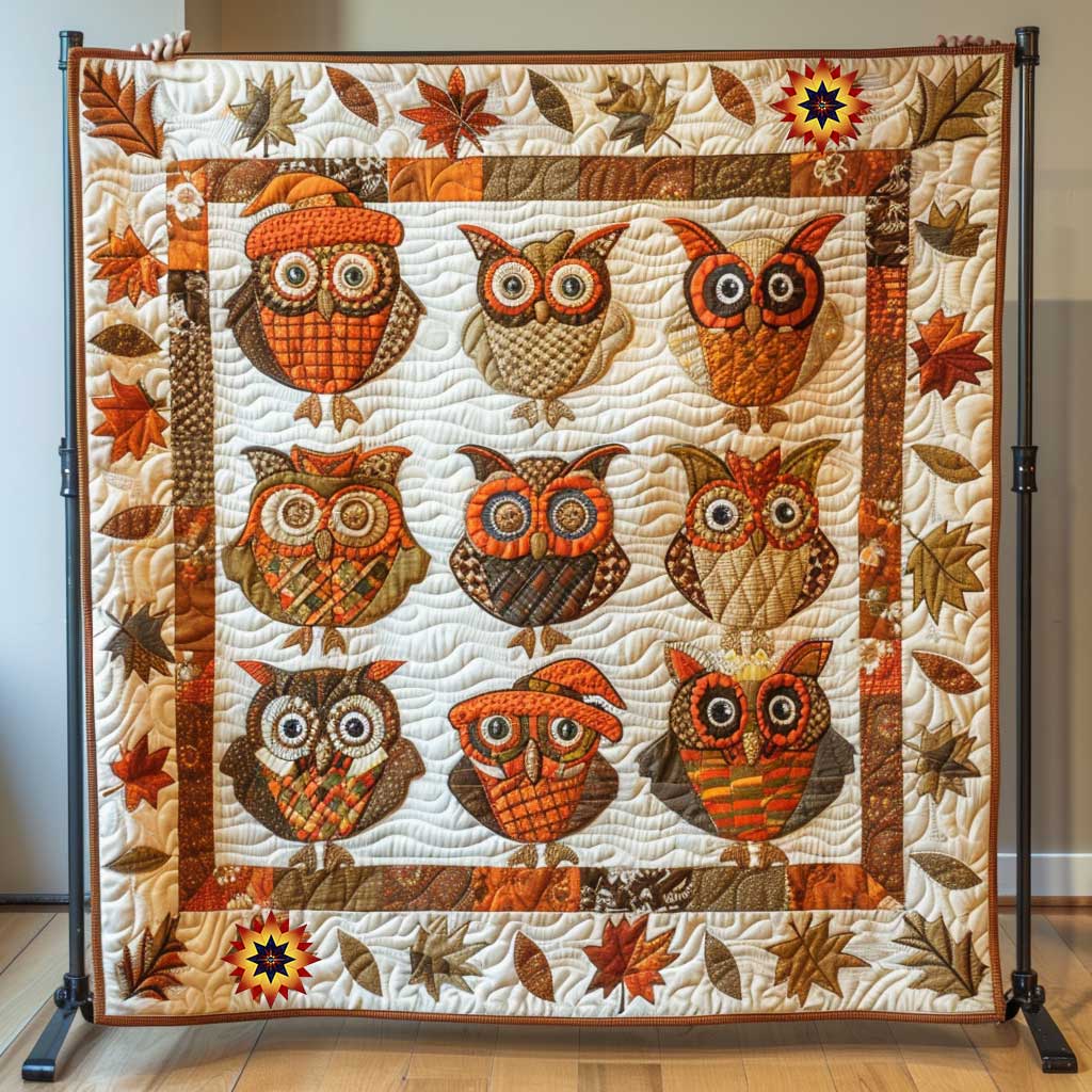 Patchwork Owl Autumn WP1610031CL Quilt