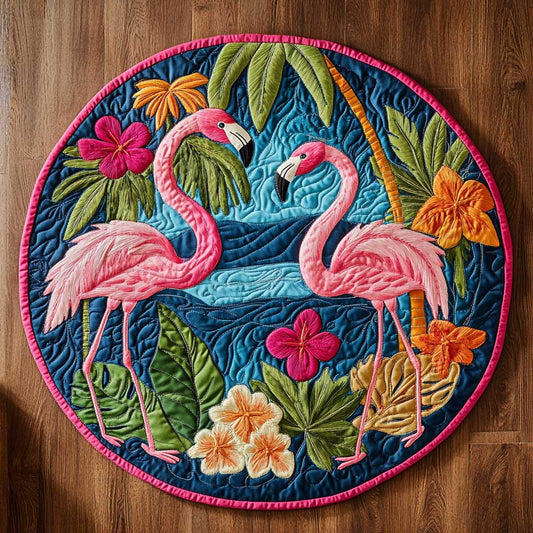 Island Flamingo WN1803041CL Quilted Round Mat