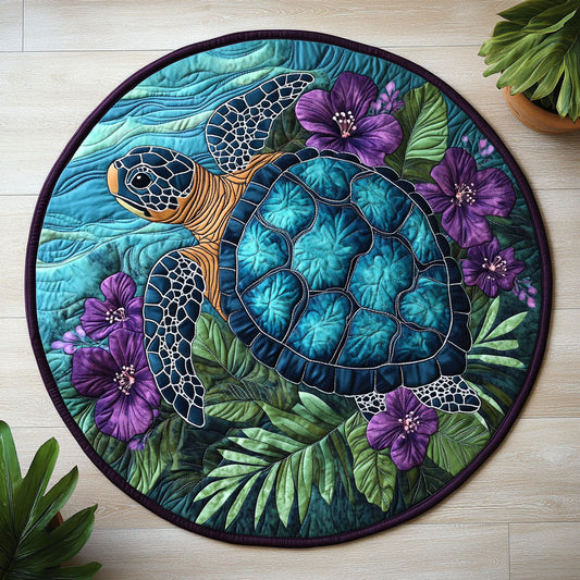 Floral Turtle CW0906029CL Quilted Round Mat