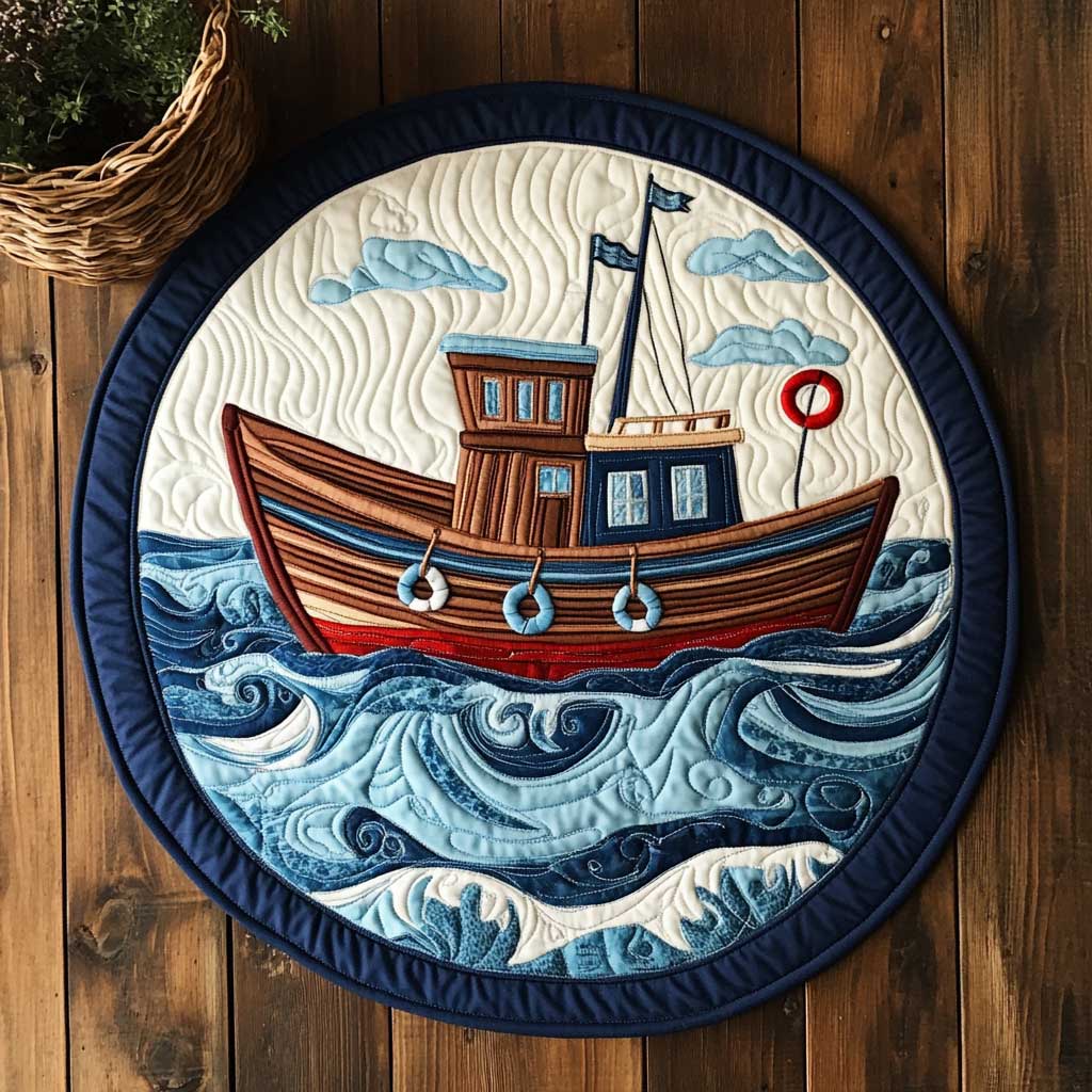 Harbor Boat WN2103033CL Quilted Round Mat