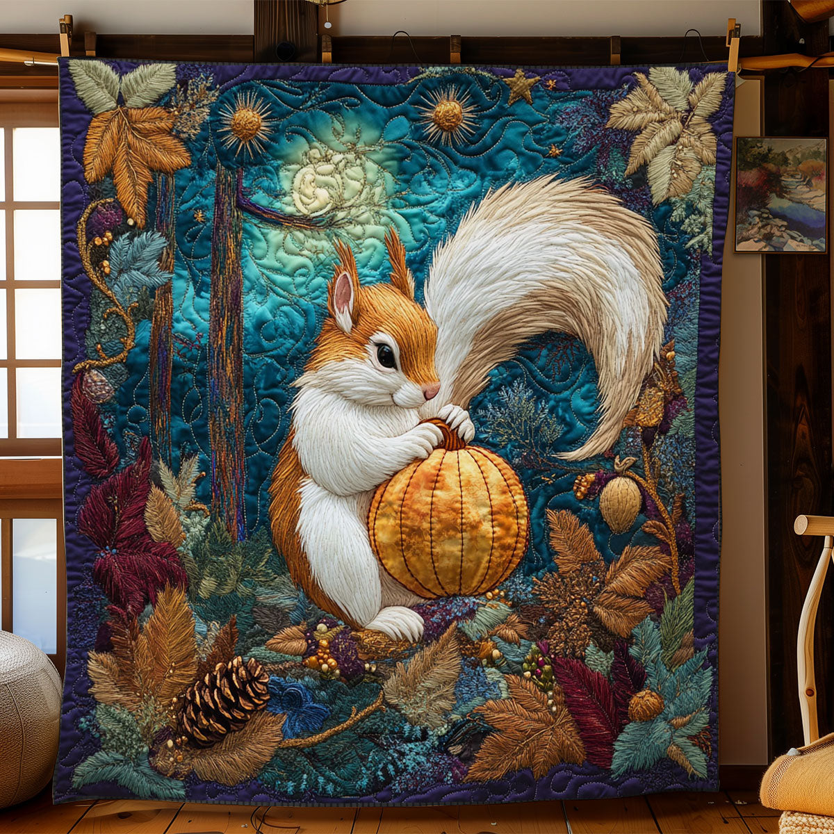 Squirrel And Sunset Vine WN2605033CL Quilt
