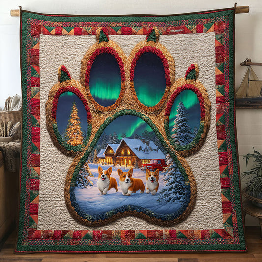 Cozy Cabin Corgi Paw WN0611034CL Quilt