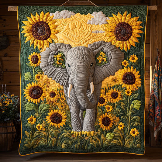 Sunflower Elephant Meadow WY1706046CL Quilt