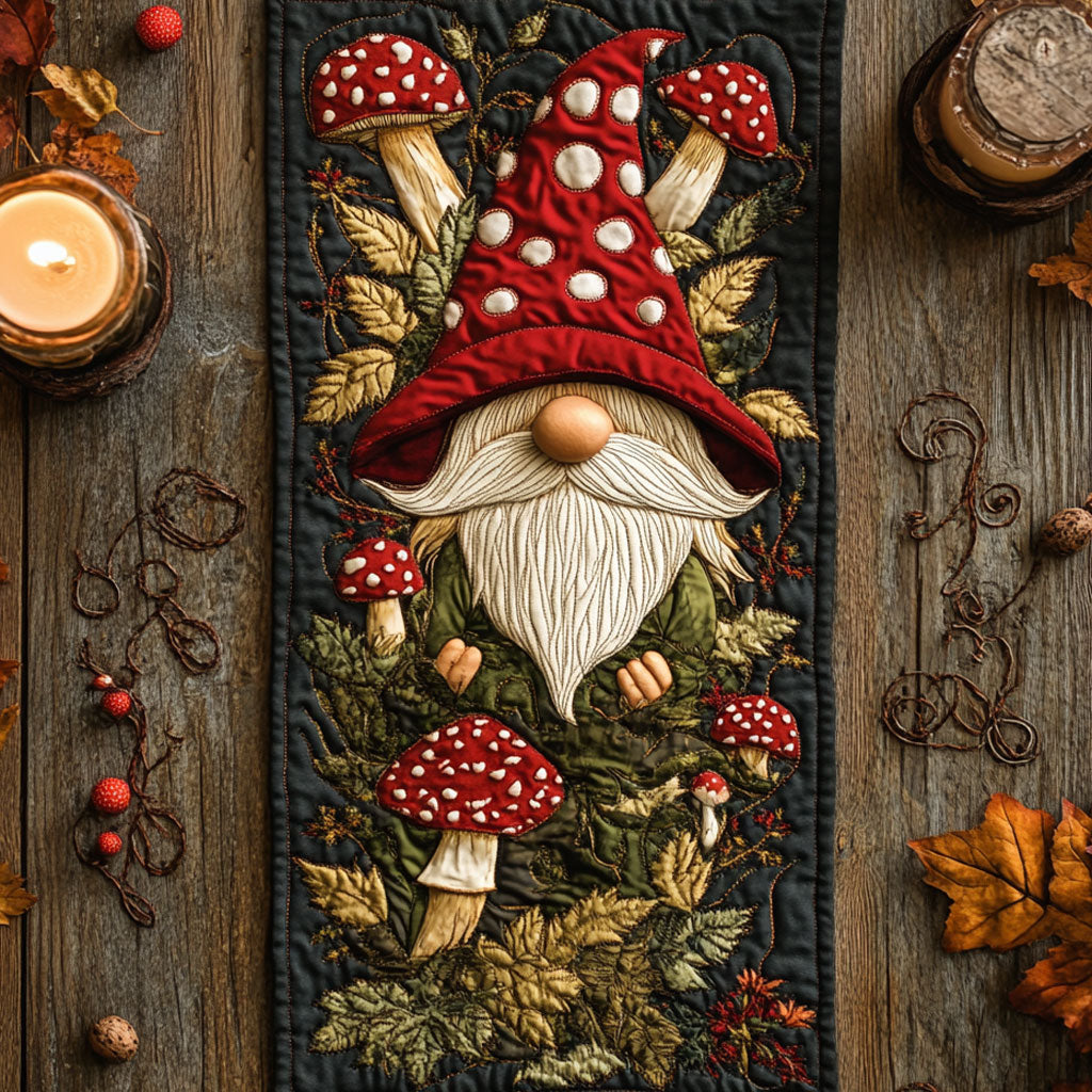 Gnome And Golden Petals WN1507029CL Quilted Table Runner