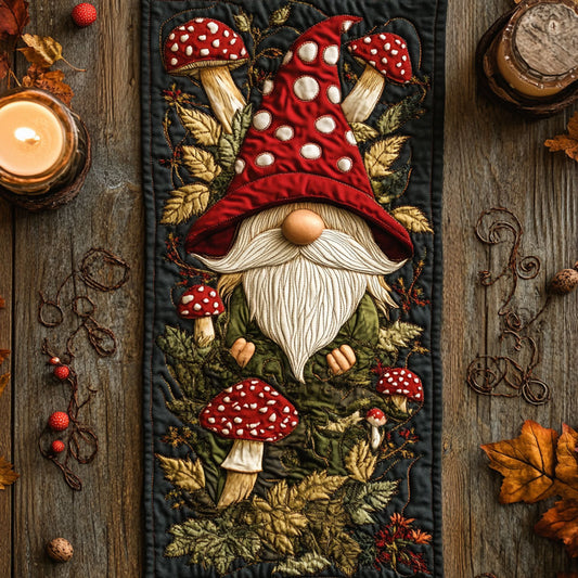 Gnome And Golden Petals WN1507029CL Quilted Table Runner