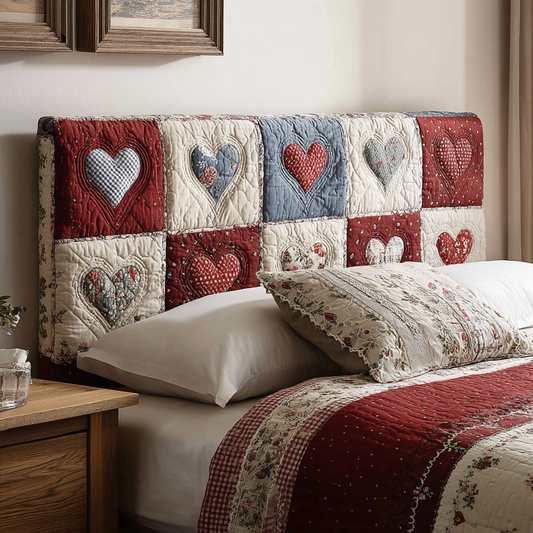 Heart Patchwork XR2212005CL Quilted Headboard Slipcover