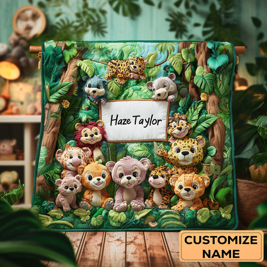 Jungle Friends WN2507041CL Personalized Baby Quilt