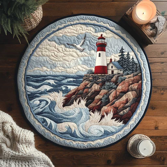 Stormy Lighthouse WN2403107CL Quilted Round Mat