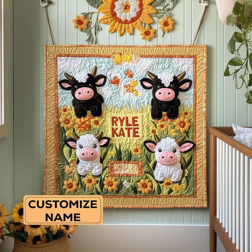 Sunny Moo Meadow WY2907014CL Personalized Baby Quilt