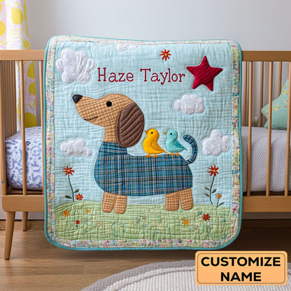 Dottie Dachshund WN2307015CL Personalized Baby Quilt