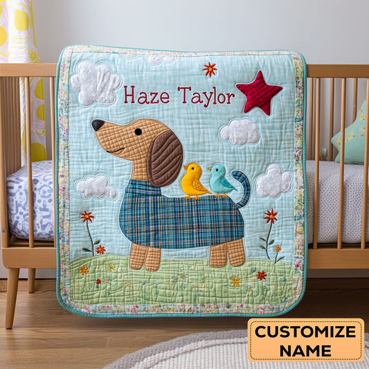 Dottie Dachshund WN2307015CL Personalized Baby Quilt